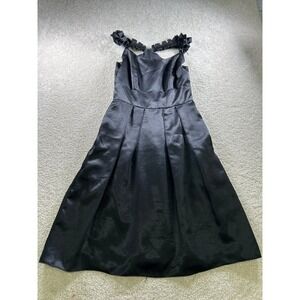 Jasmine‎ Dress Women's Black Size 10 Satin Ruffle Strap Cocktail